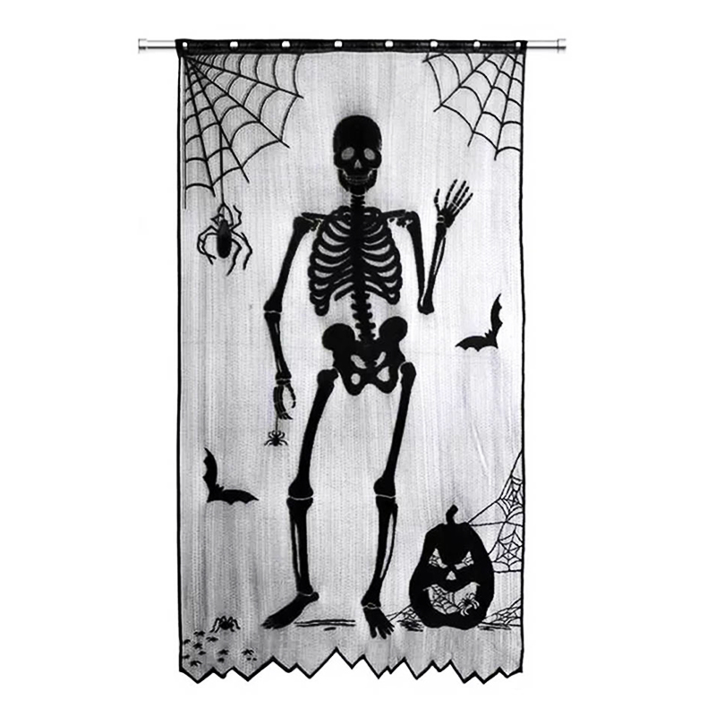 Cortina con esqueleto para la decoración de Halloween