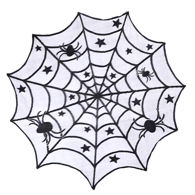 Mantel redondo con araña y murciélago para la decoración del hogar de Halloween